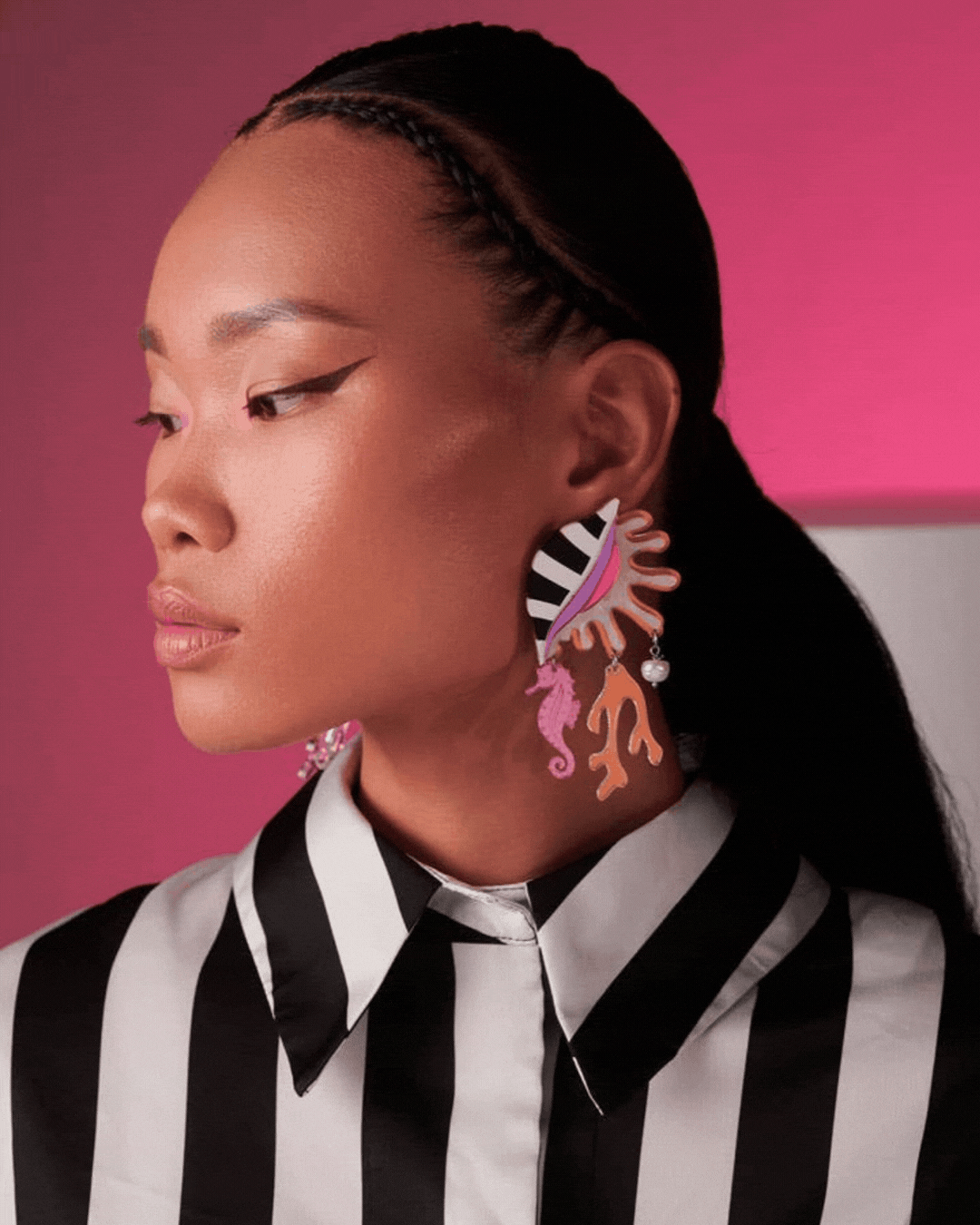 Acrylic Statement Stud Earrings - Caribbean