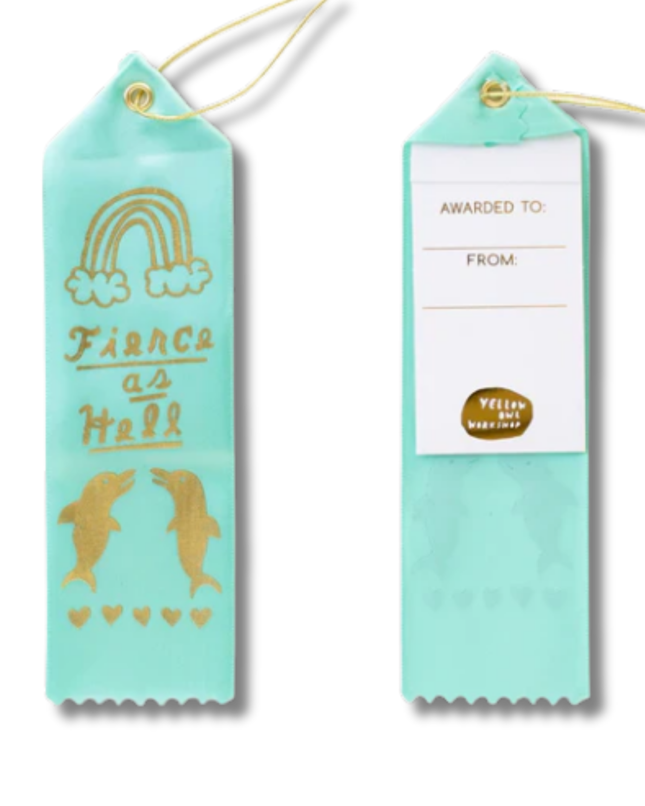 Award Ribbon / Bookmark w Note - Fierce As Hell Dolphins