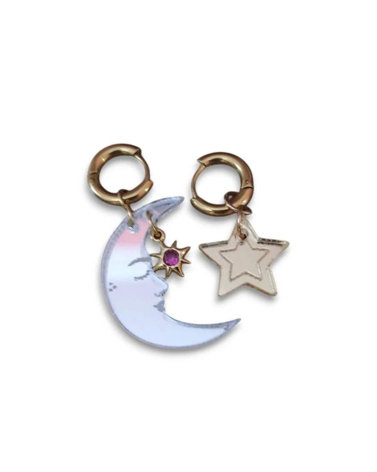Acrylic Statement Hoop Earrings - Selini Star Mini