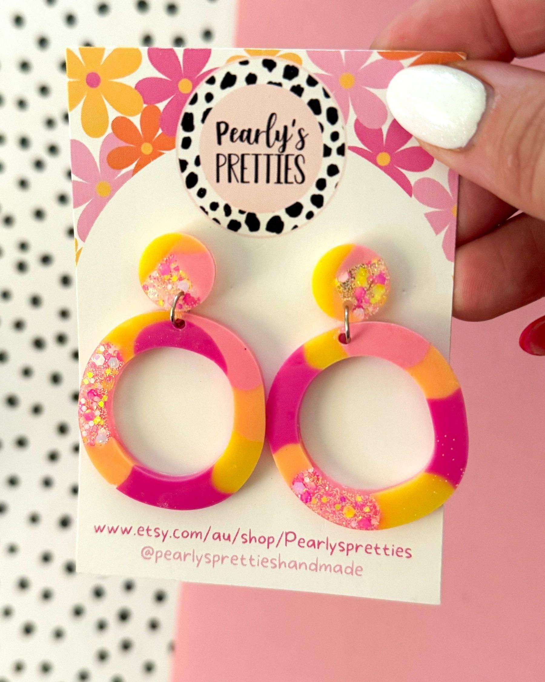 Resin Statement Earrings - Holy O - Sorbet Shimmer