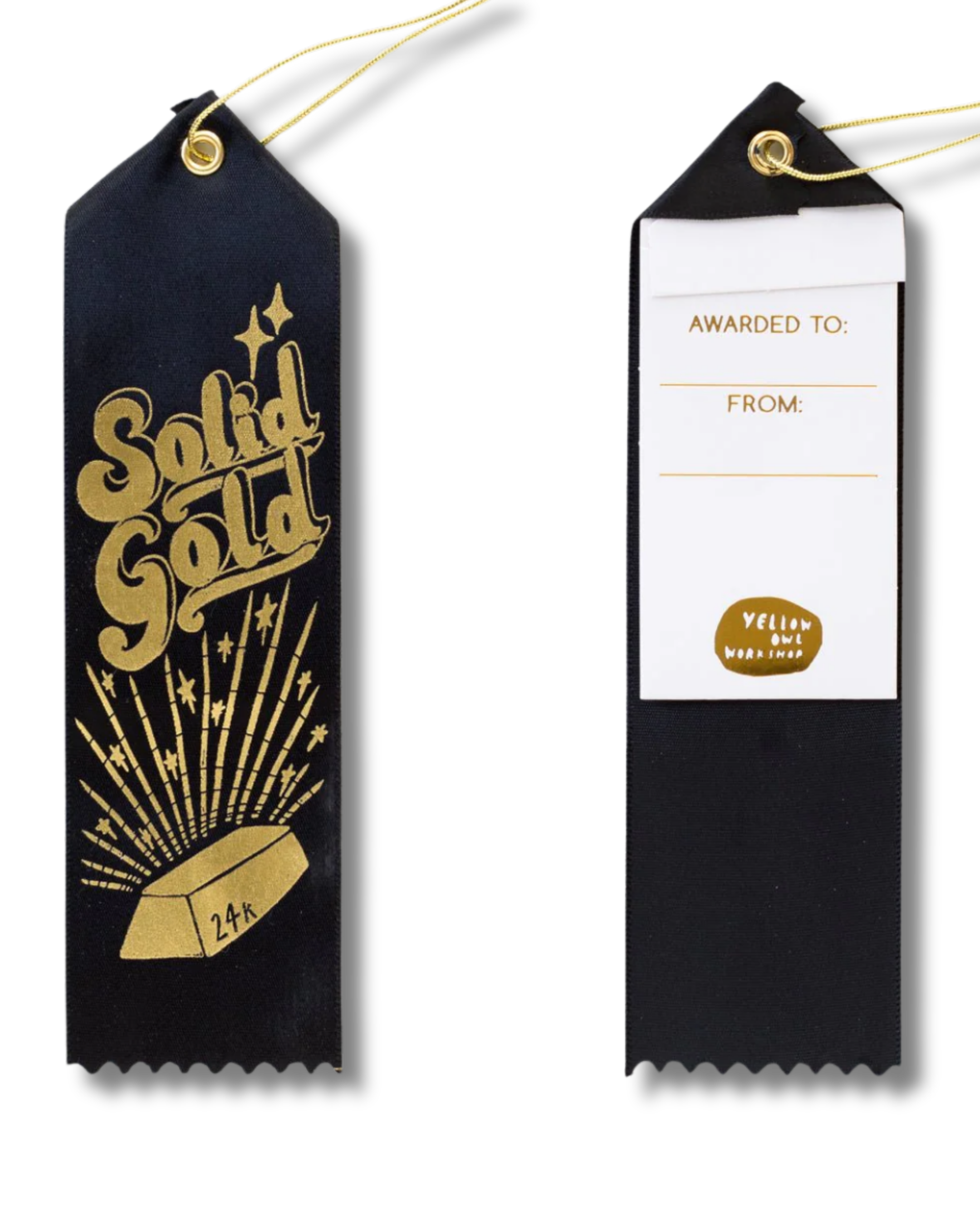 Award Ribbon / Bookmark w Note - 24k Solid Gold