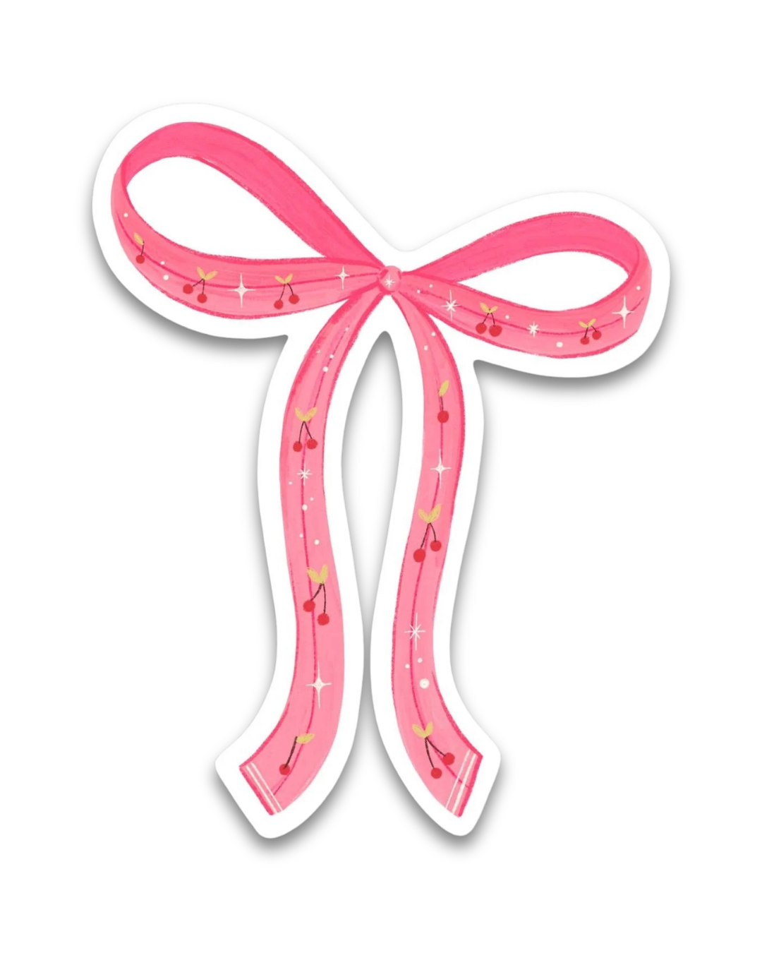 Pink bow with cherries sticker
