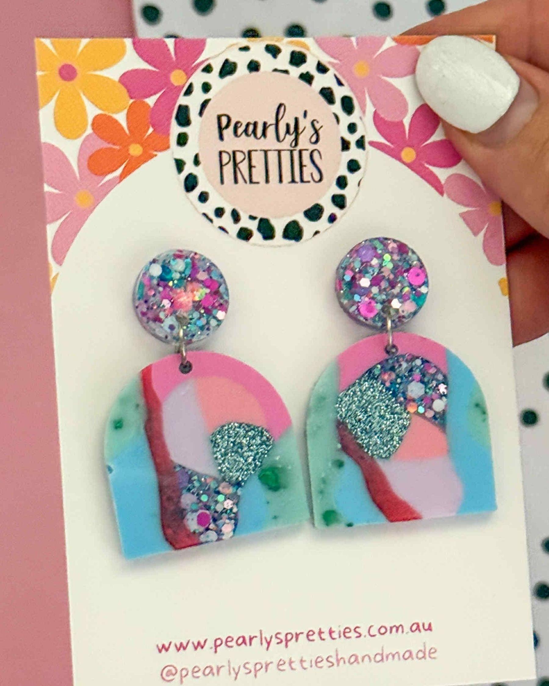 Resin Statement Earrings - U-turns - Bubblegum Bliss
