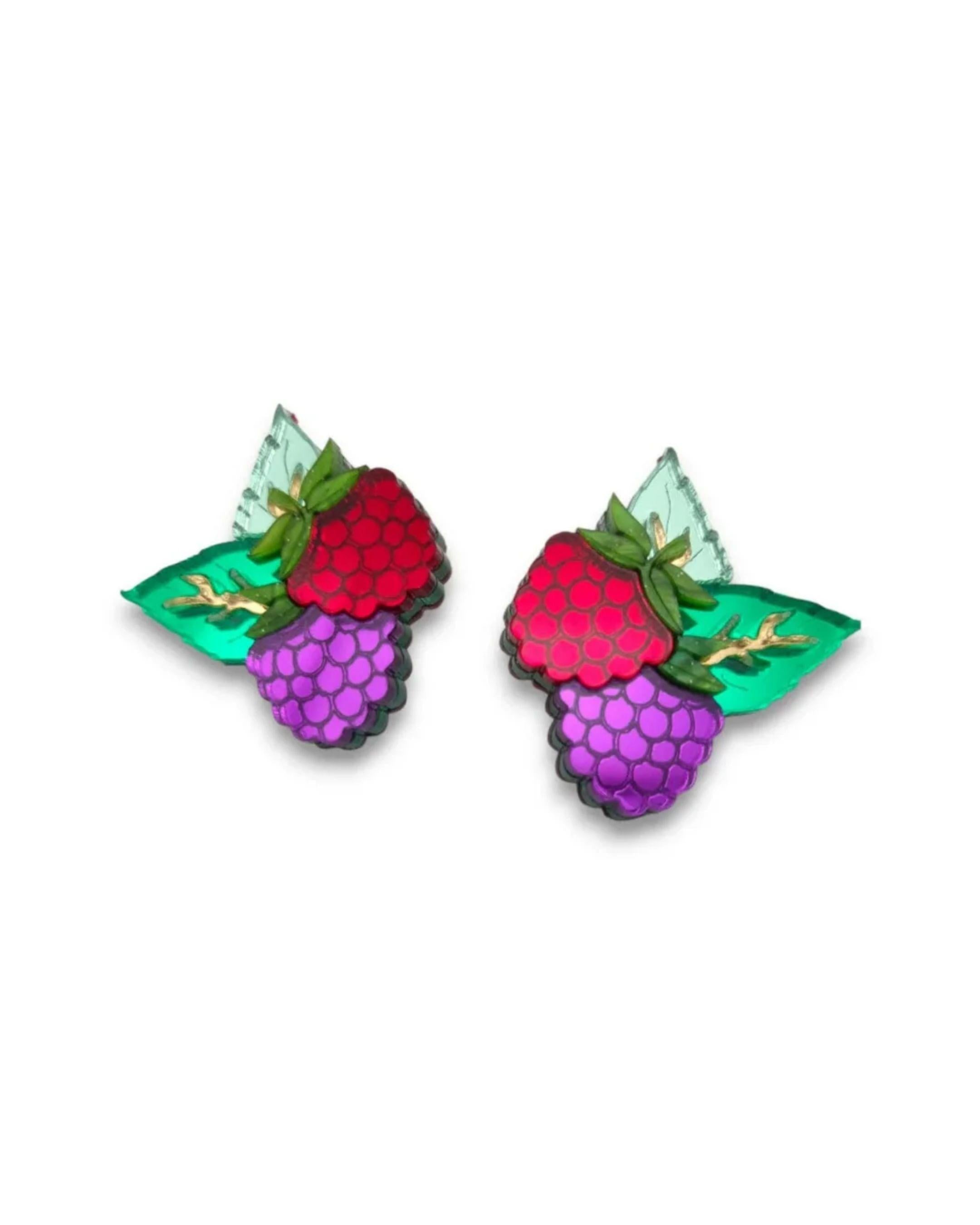Acrylic Statement Stud Earrings - Raspberry