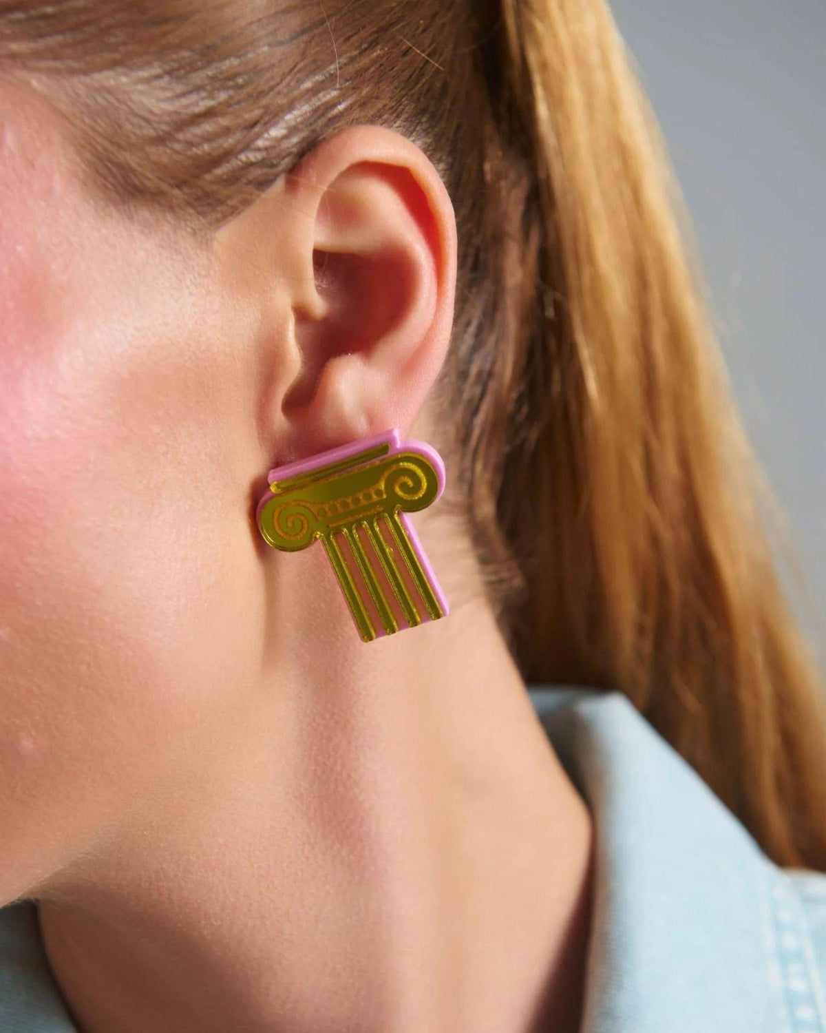 Acrylic Statement Stud Earrings - Athena Temple