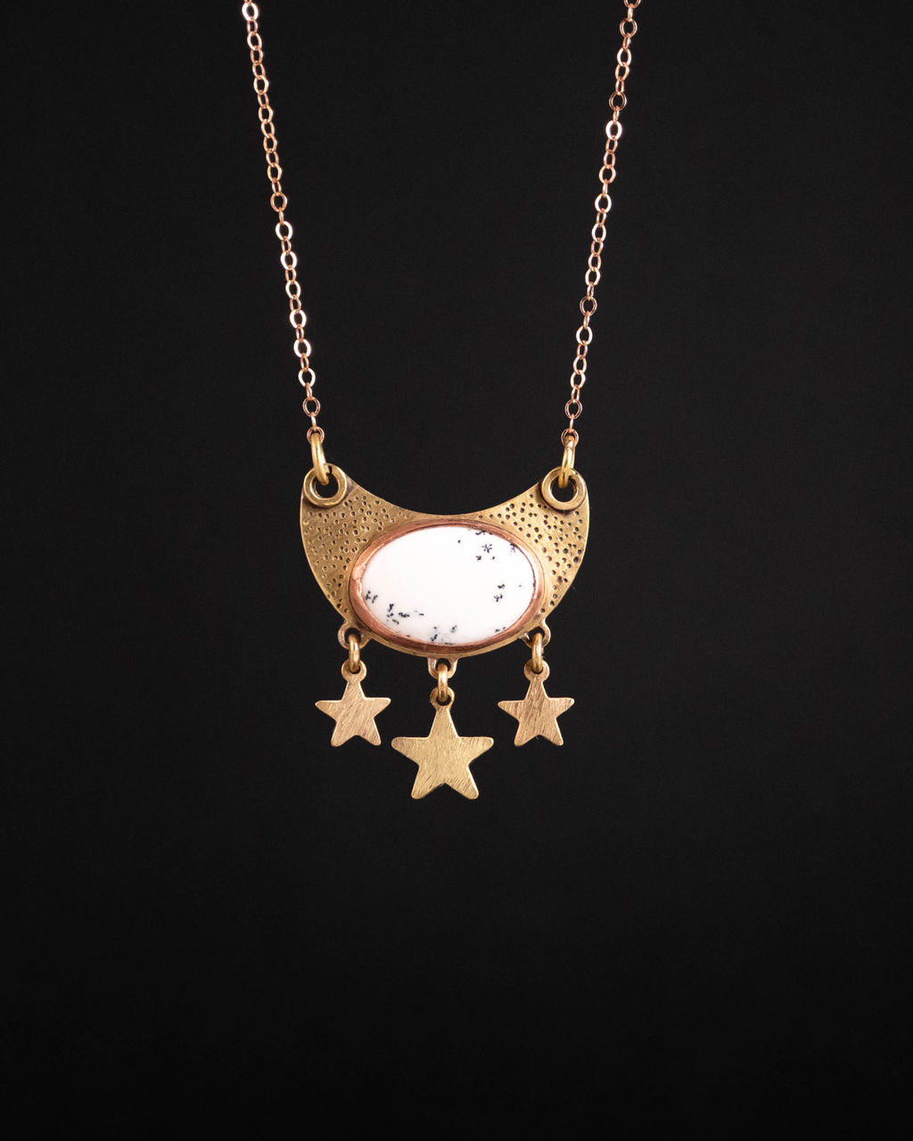 Moon Star Speckle Necklace - Dendritic Agate