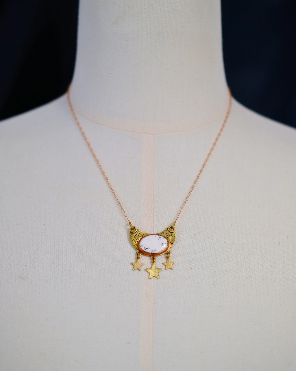 Moon Star Speckle Necklace - Dendritic Agate