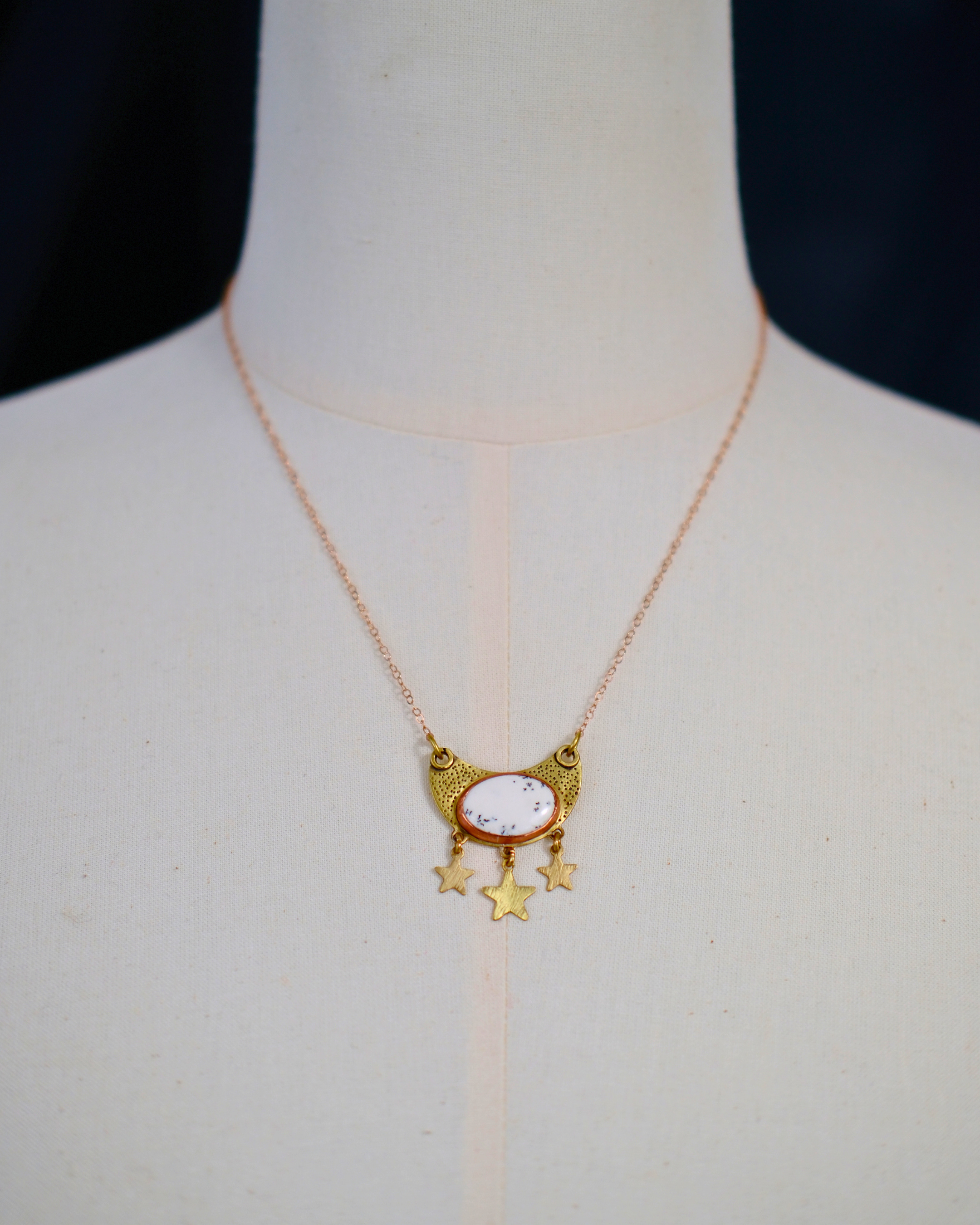 Moon Star Speckle Necklace - Dendritic Agate