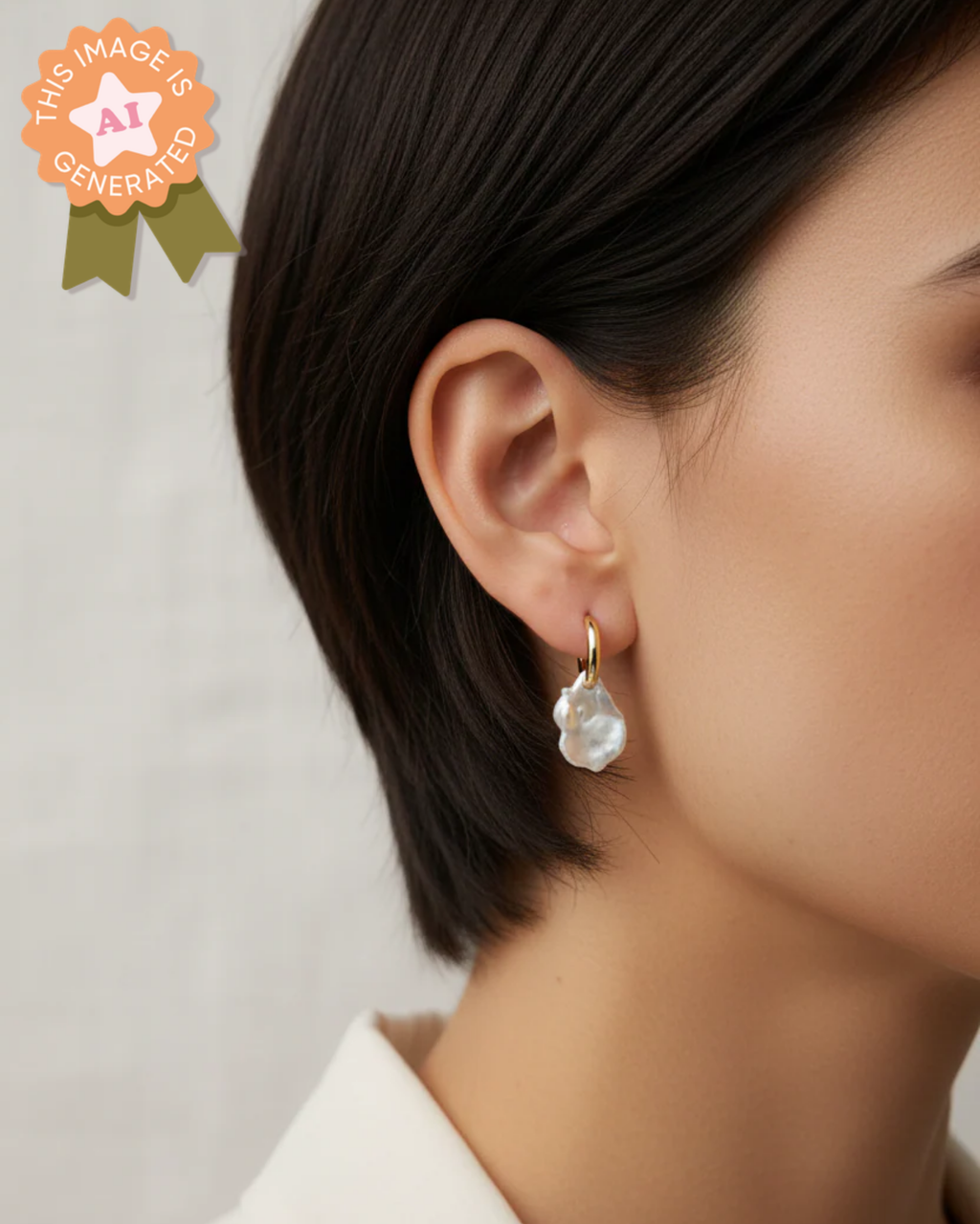 Freeform Freshwater Pearl Huggie Earrings - Gold