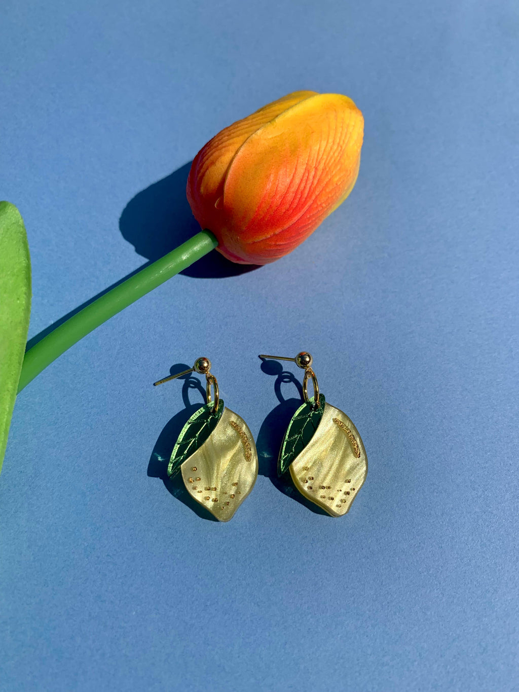 Acrylic Stud Drop Earrings - Little Lemons 