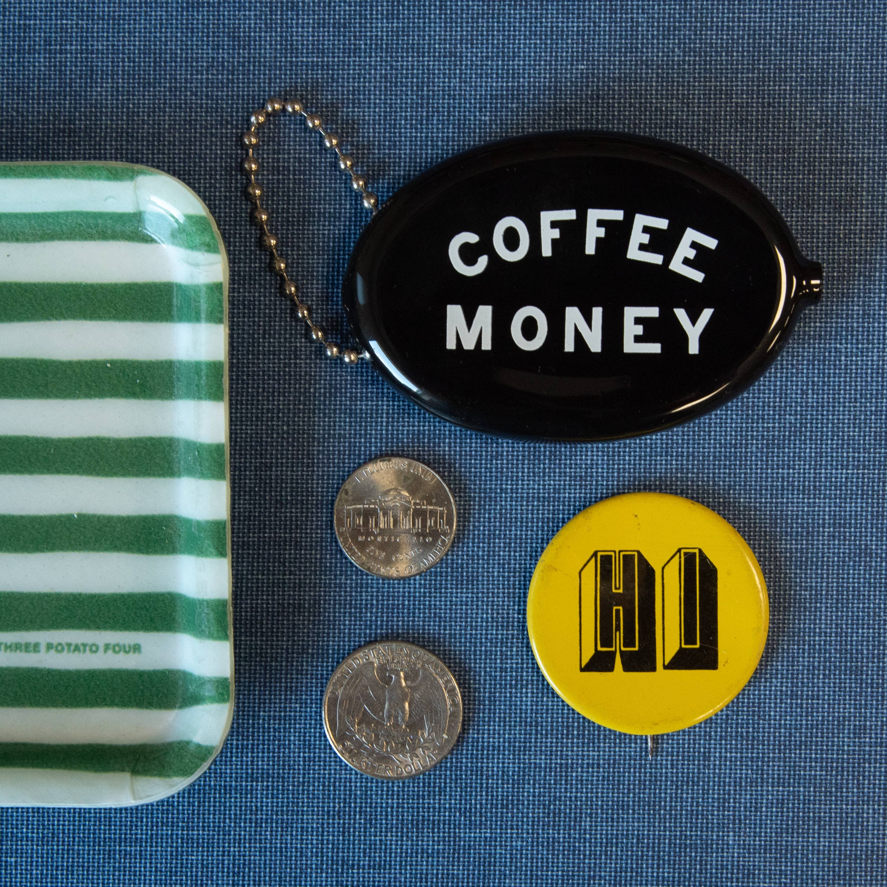 Coin Keyring Pouch - Coffee Money (Black)