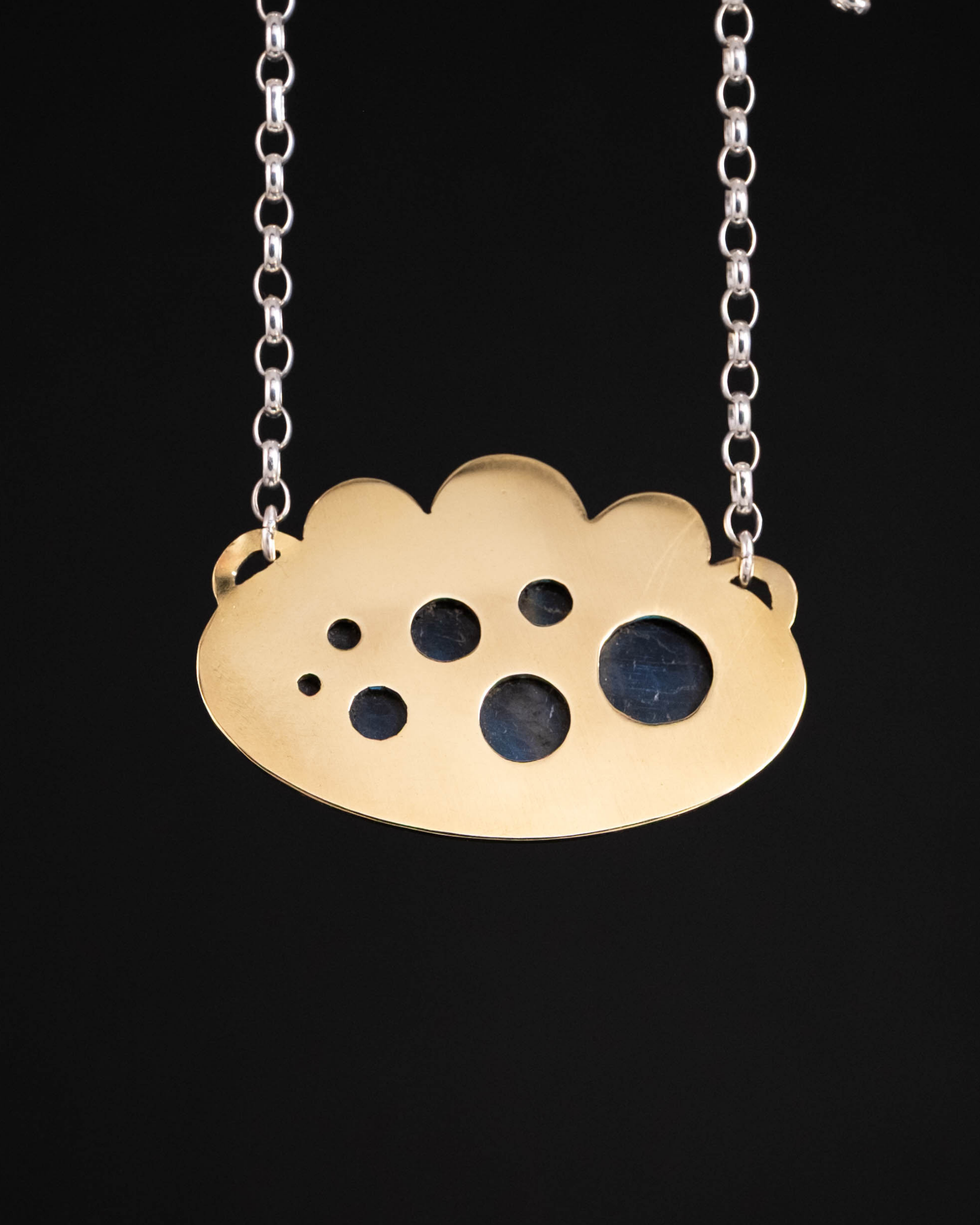 Space Flower Necklace - Silver, Brass & Labradorite
