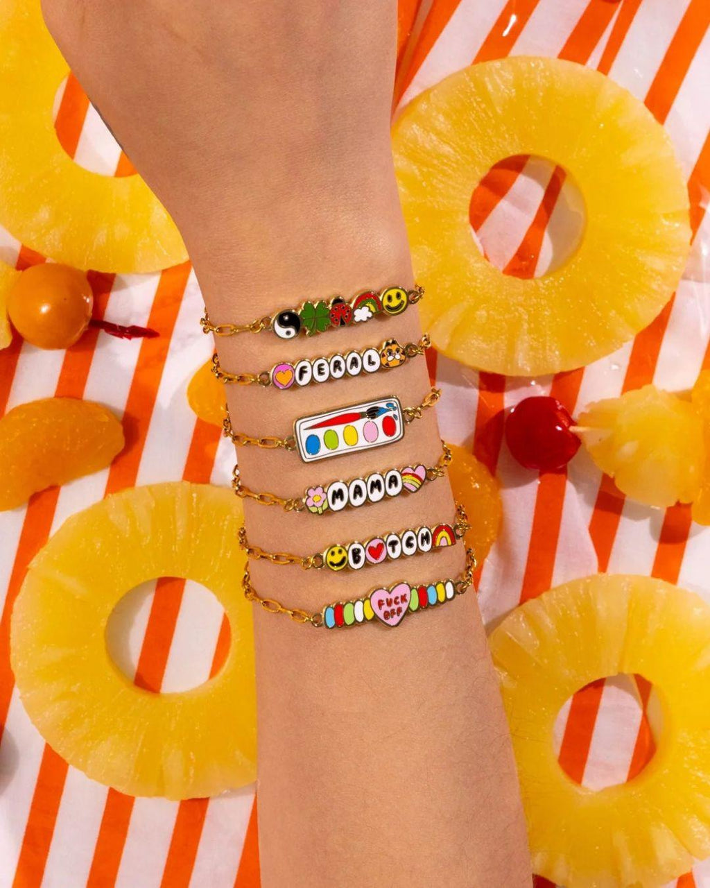 Gold Cloisonné Bracelet - Snake