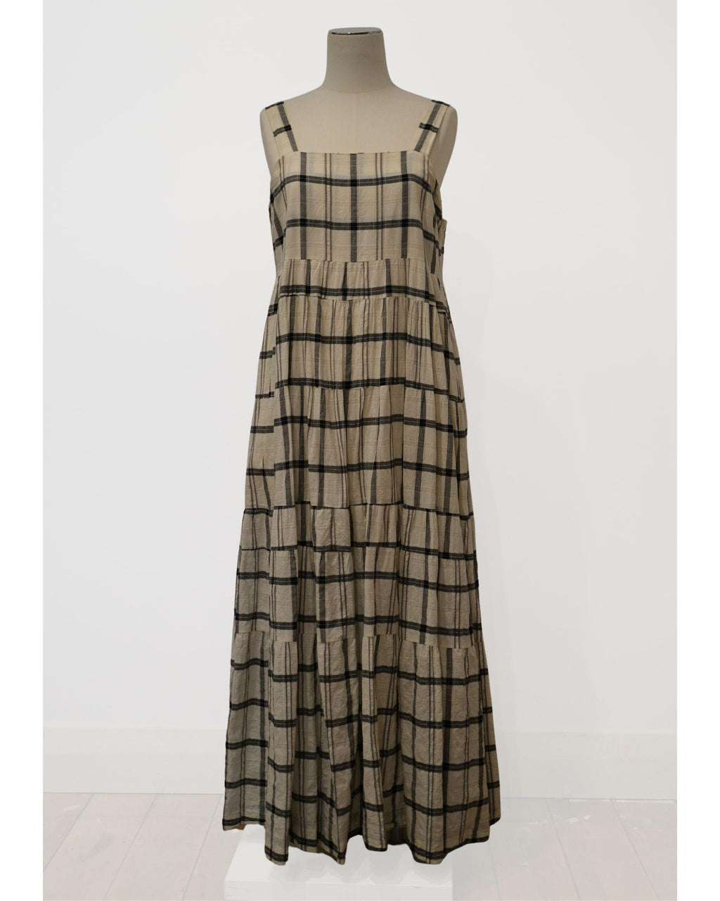 PRE-LOVED / BLAK - Grey Cream Maxi Sun Dress - Sz 16