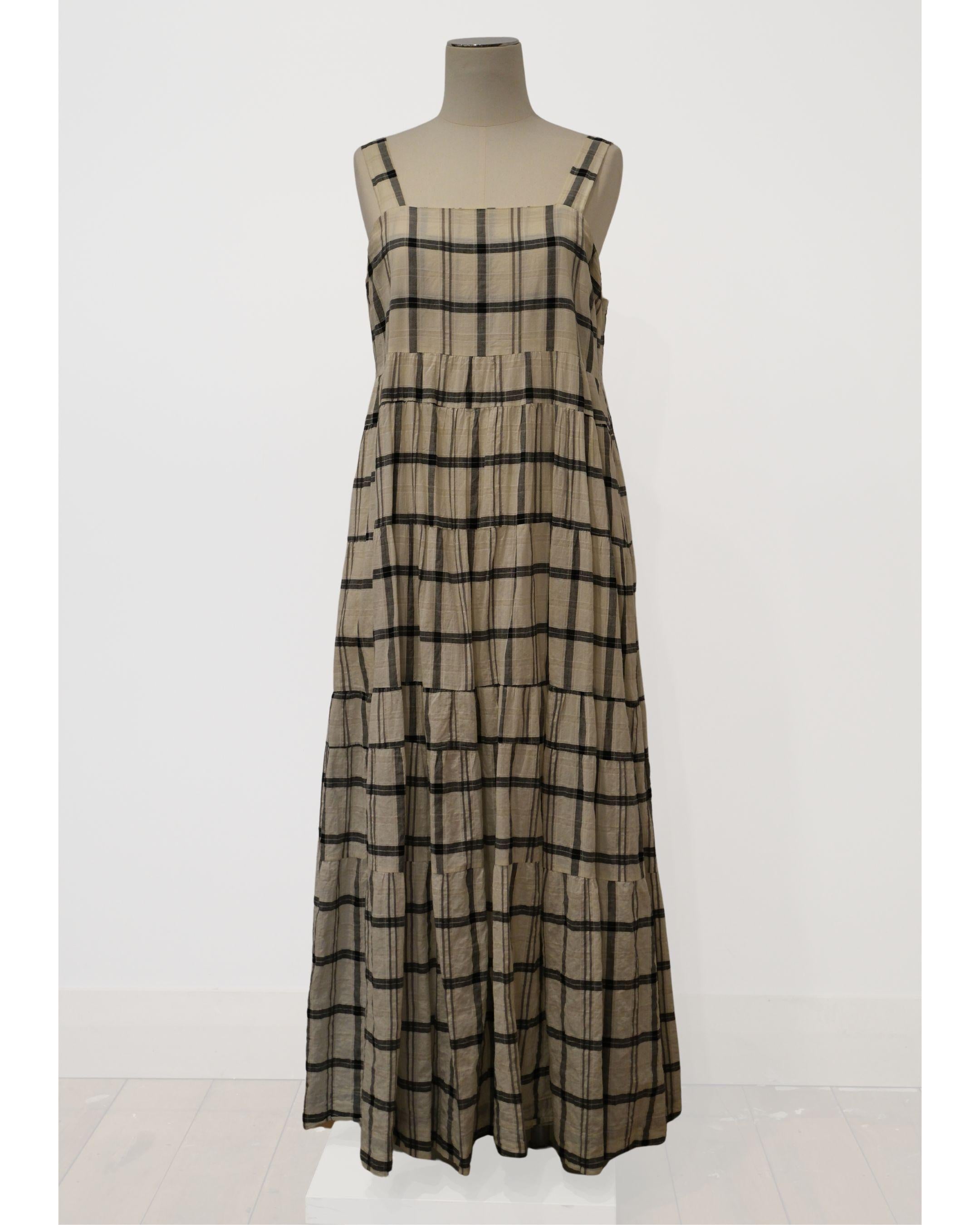 PRE-LOVED / BLAK - Grey Cream Maxi Sun Dress - Sz 16