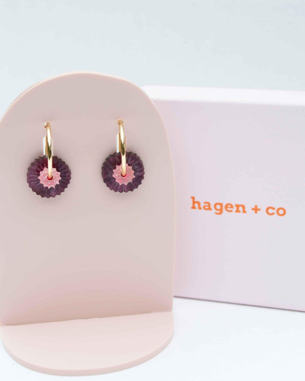 Viva Hoop Earring - Merlot & Pink