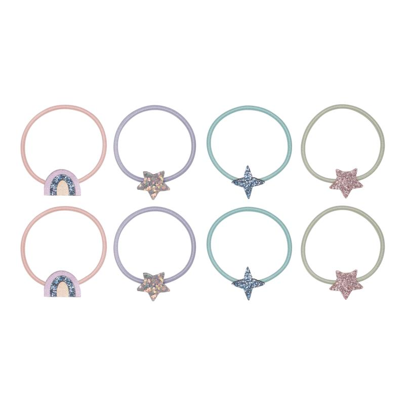Hair Ponytail Tie Set - Rainbows Stars