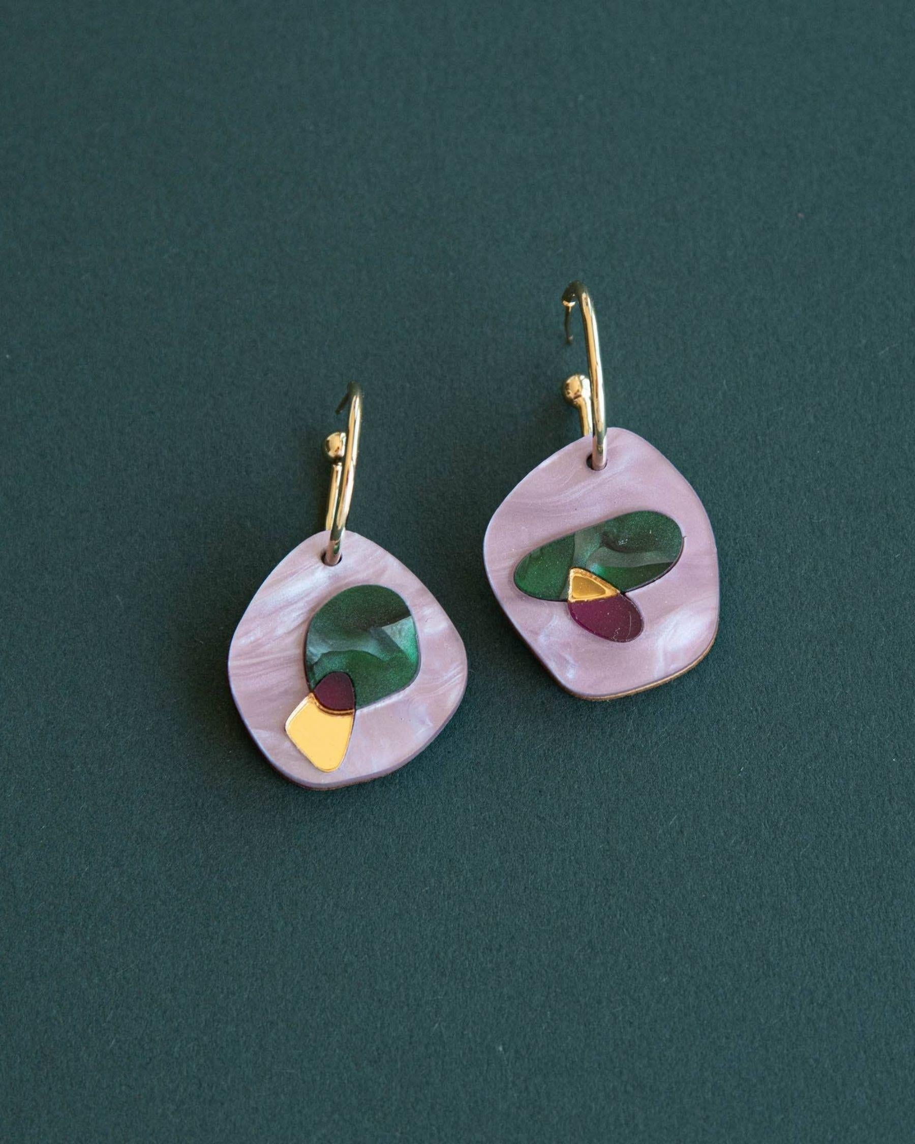 Puddle Hoop Earrings - Lilac & Teal
