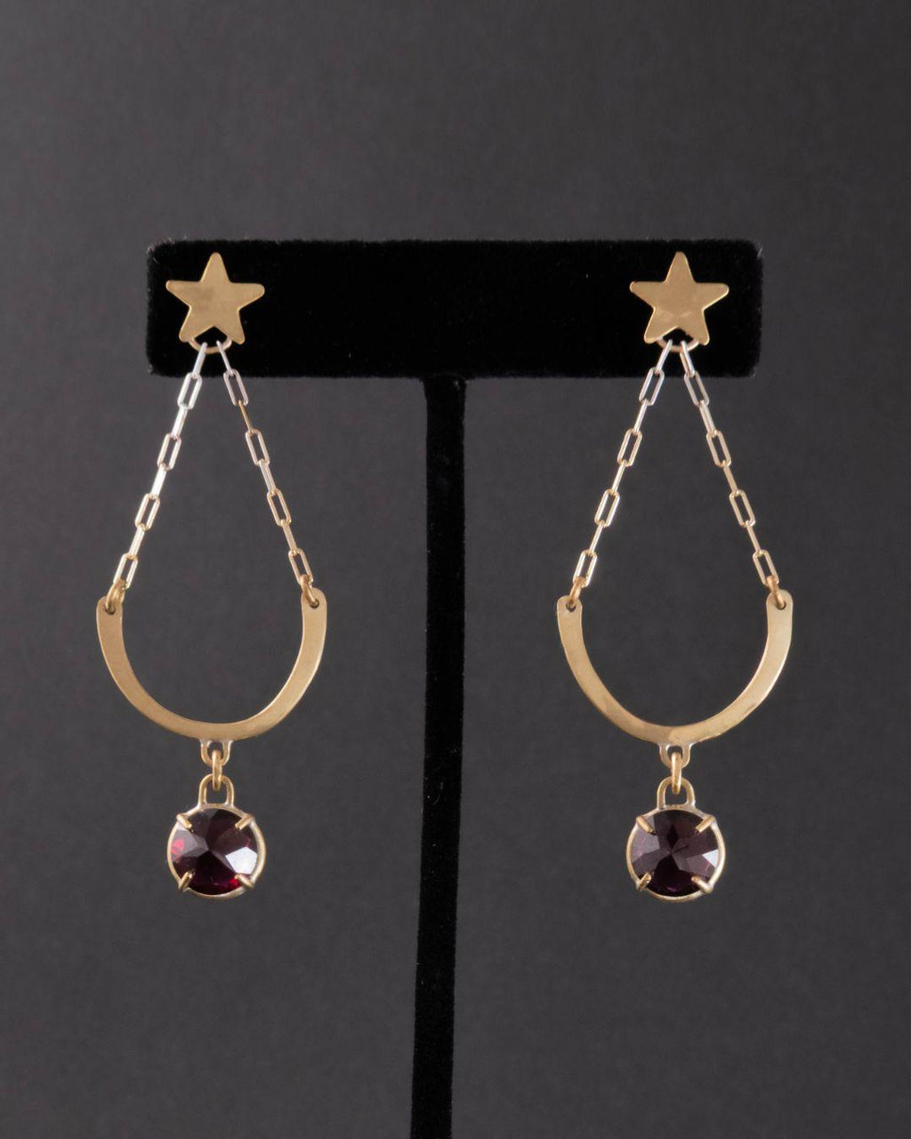 Garnet Rose & Arch Earrings - One of a Kind