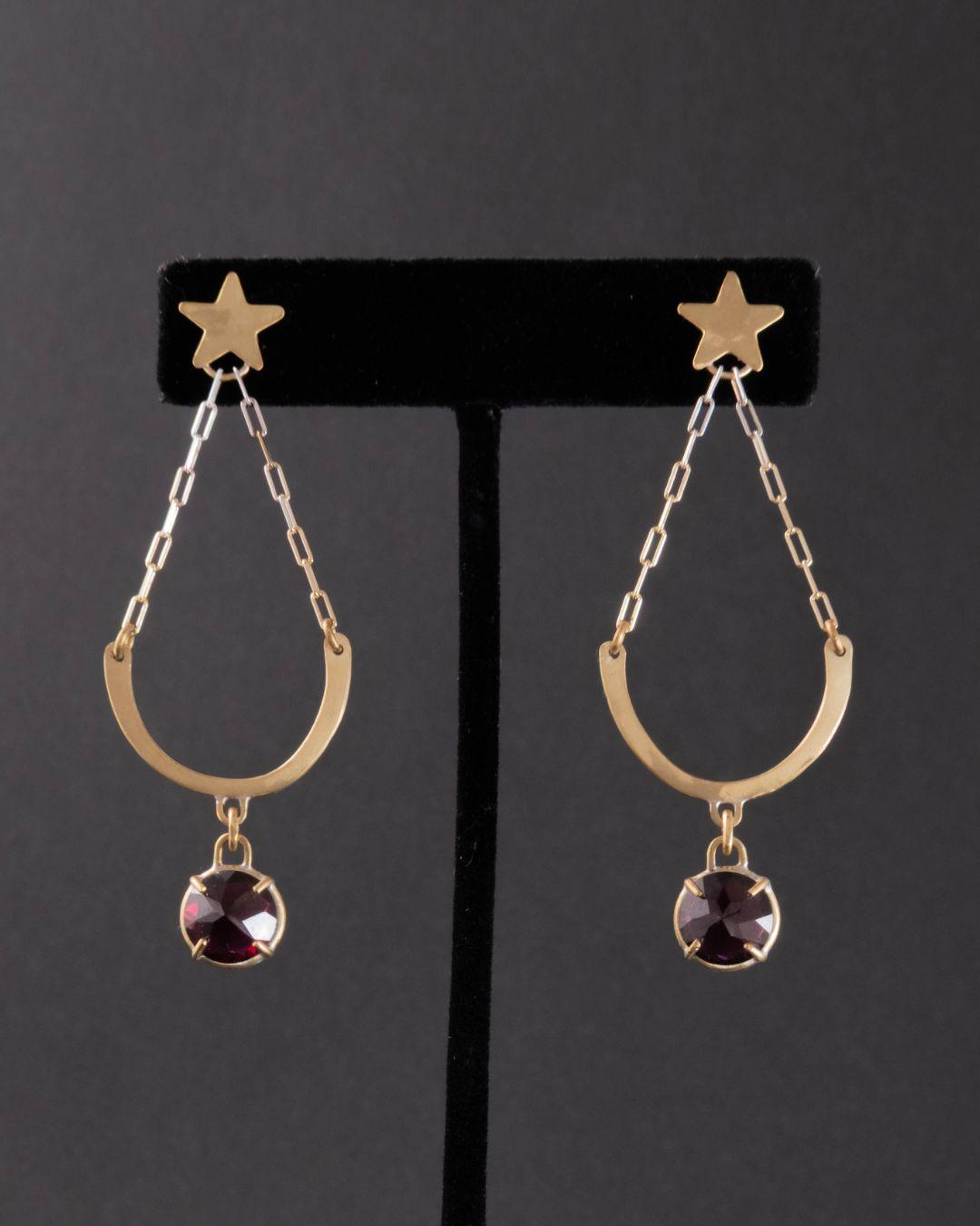 Garnet Rose & Arch Earrings - One of a Kind