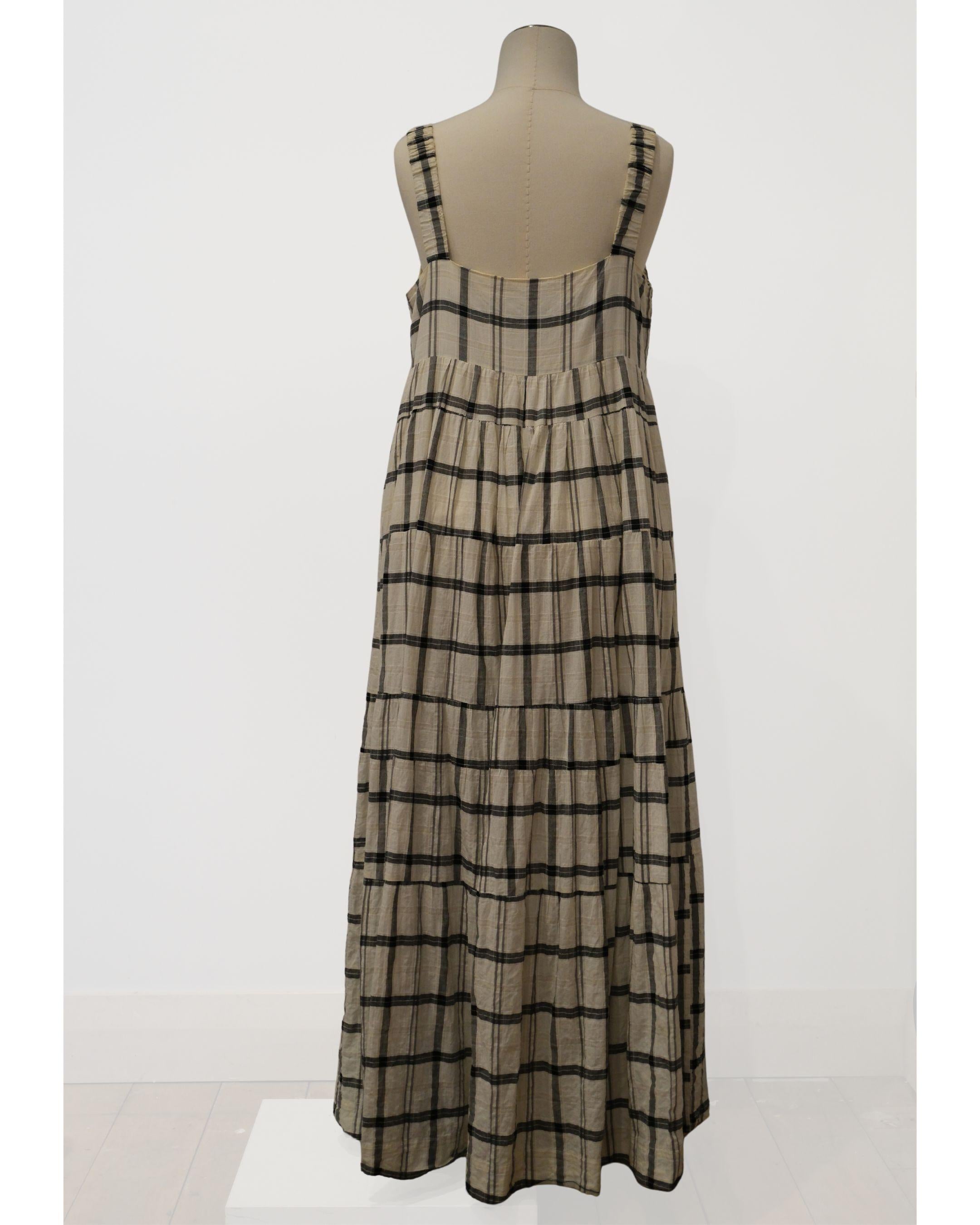 PRE-LOVED / BLAK - Grey Cream Maxi Sun Dress - Sz 16