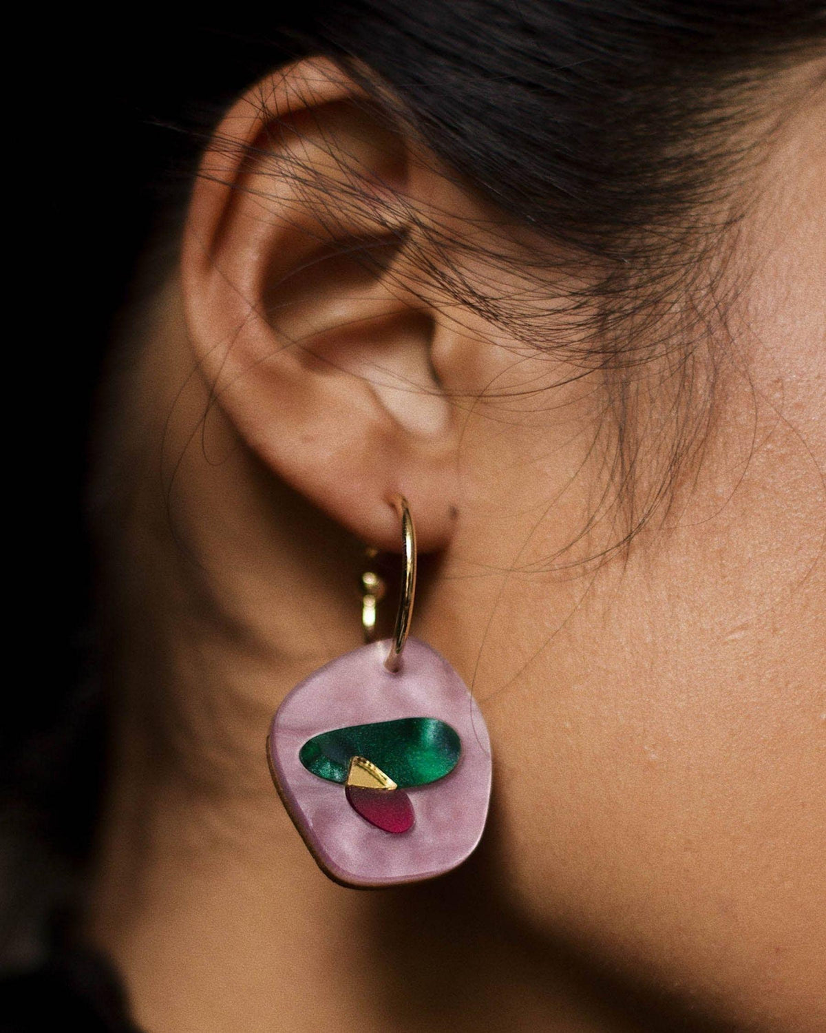 Puddle Hoop Earrings - Lilac & Teal