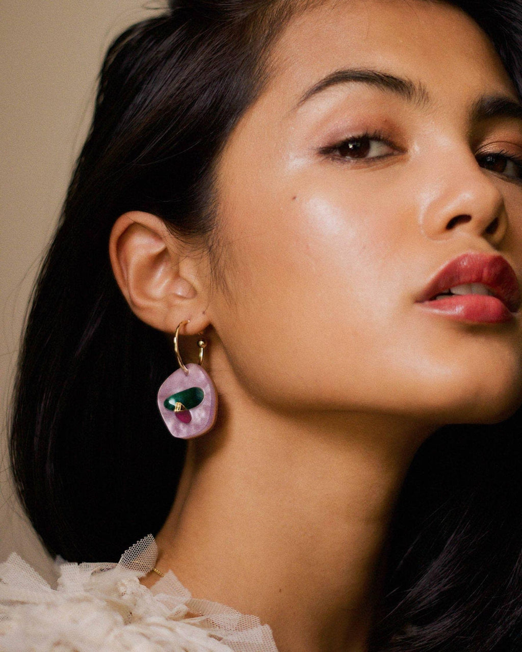 Puddle Hoop Earrings - Lilac & Teal