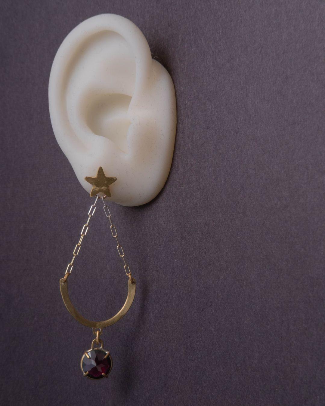 Garnet Rose & Arch Earrings - One of a Kind