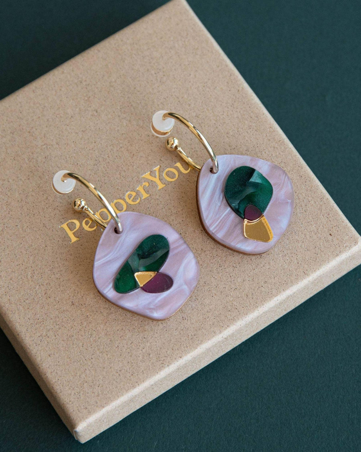 Puddle Hoop Earrings - Lilac & Teal
