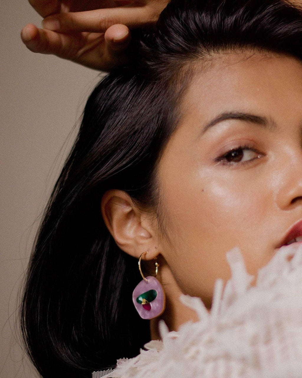 Puddle Hoop Earrings - Lilac & Teal