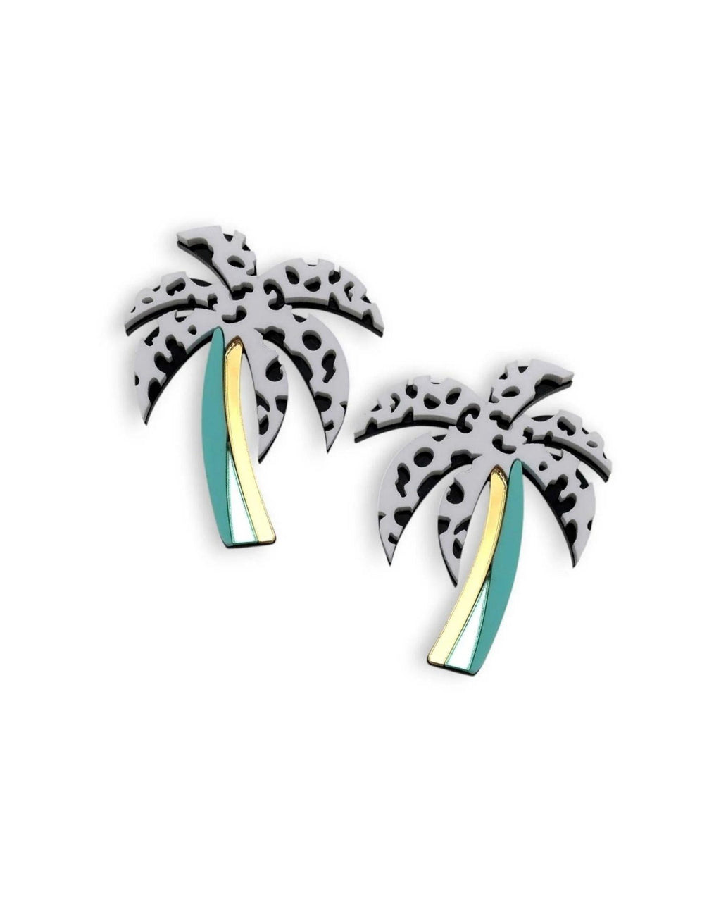 Acrylic Statement Stud Earrings - Palm Leopard Earrings
