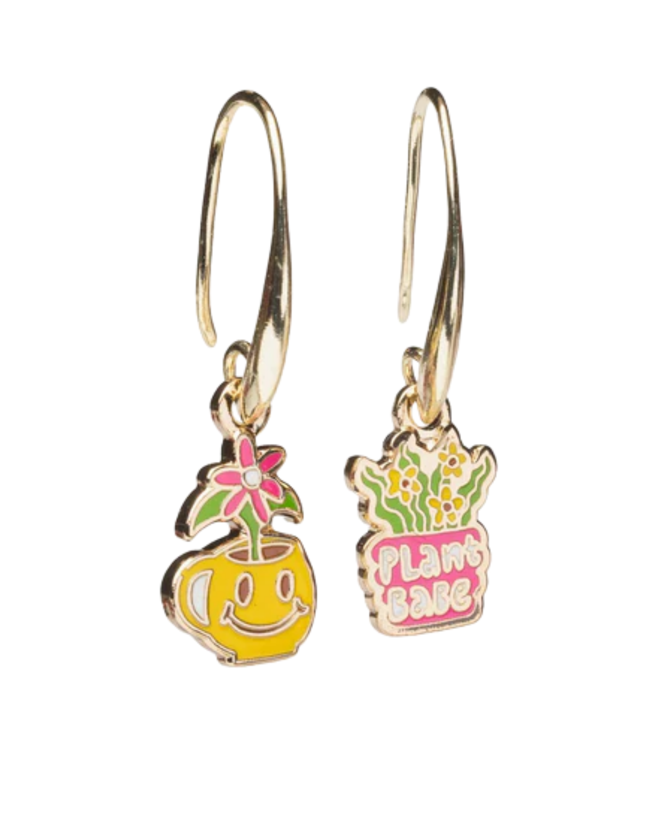 Asymmetrical Cloisonné Earrings - Plant Babe