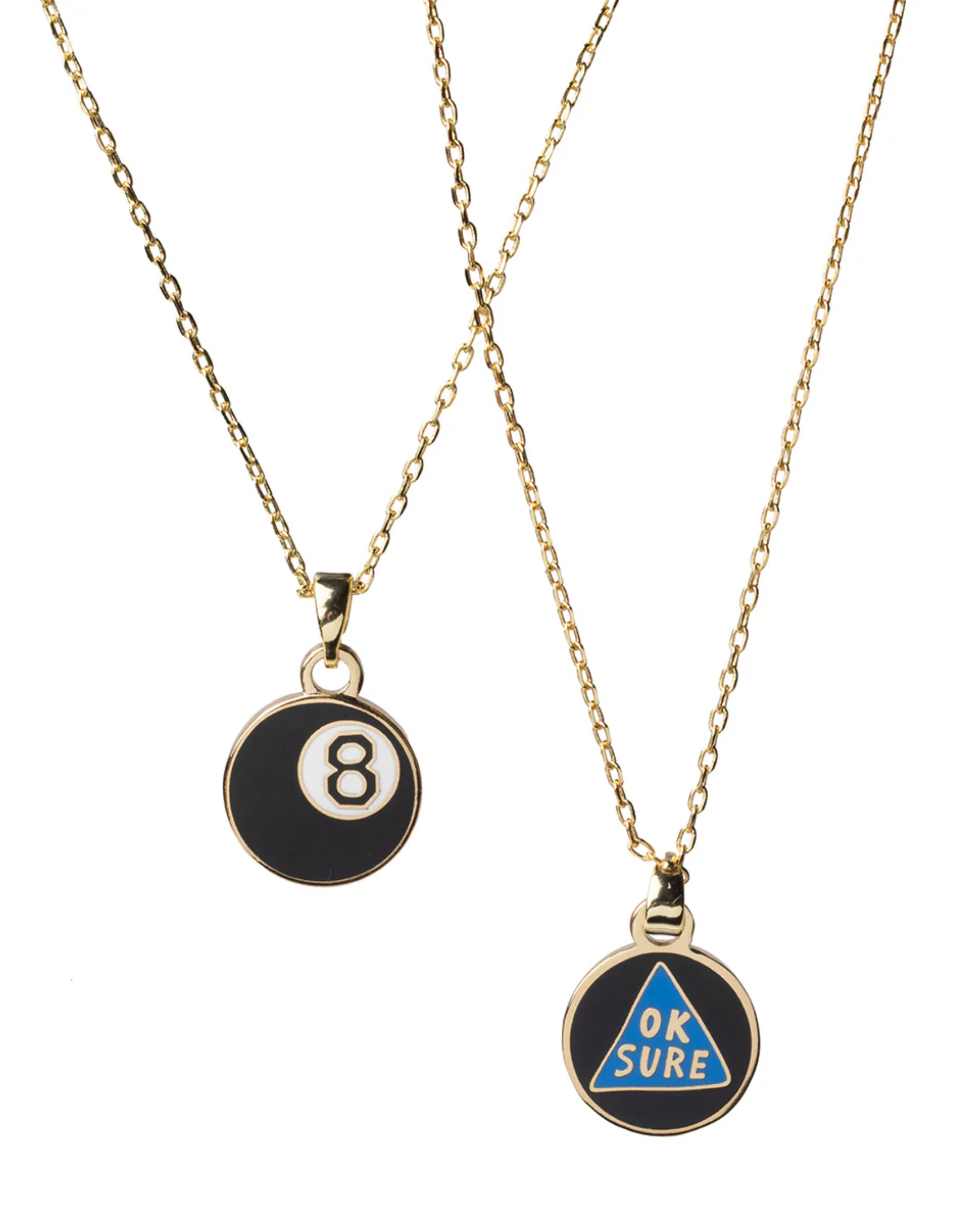 Cloisonné Necklace - Double Sided Pendant - Magic 8 Ball