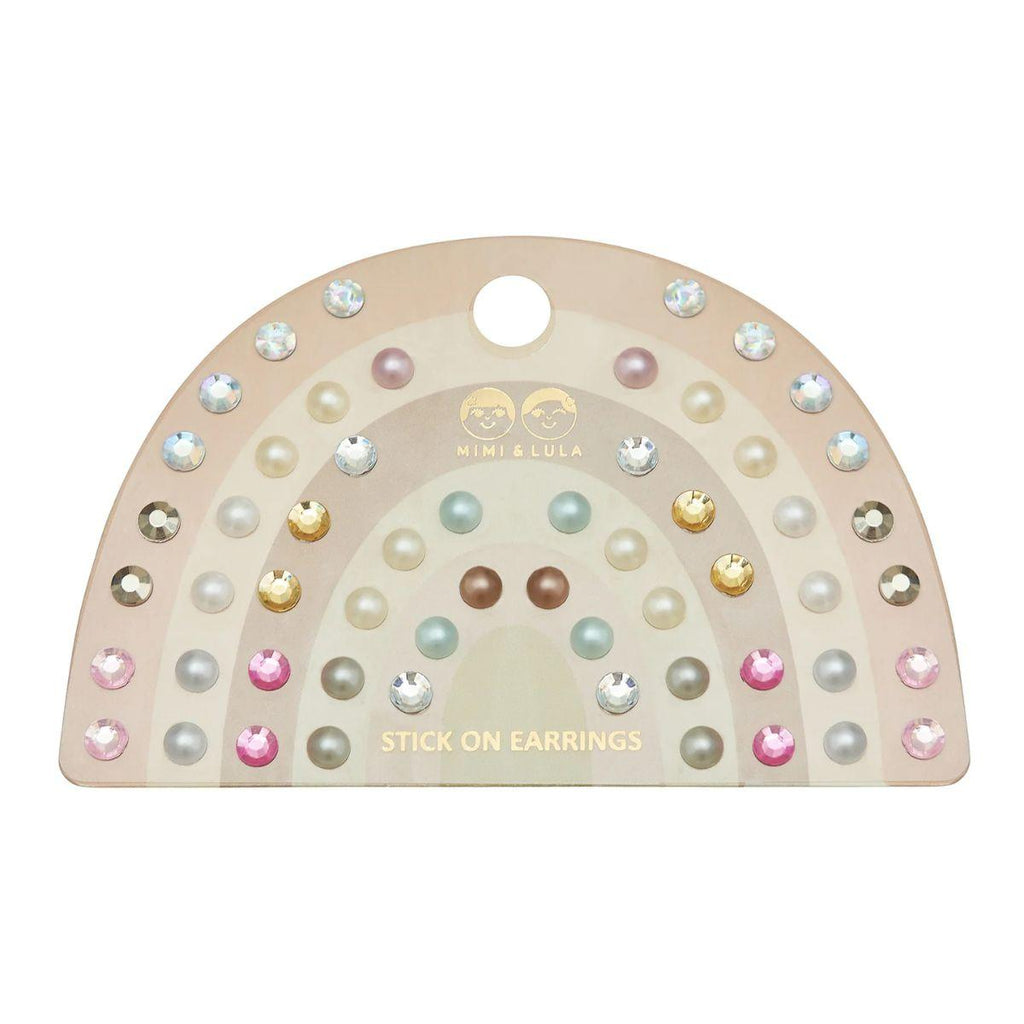 Stick On Earrings - Pink Gem & Pearl