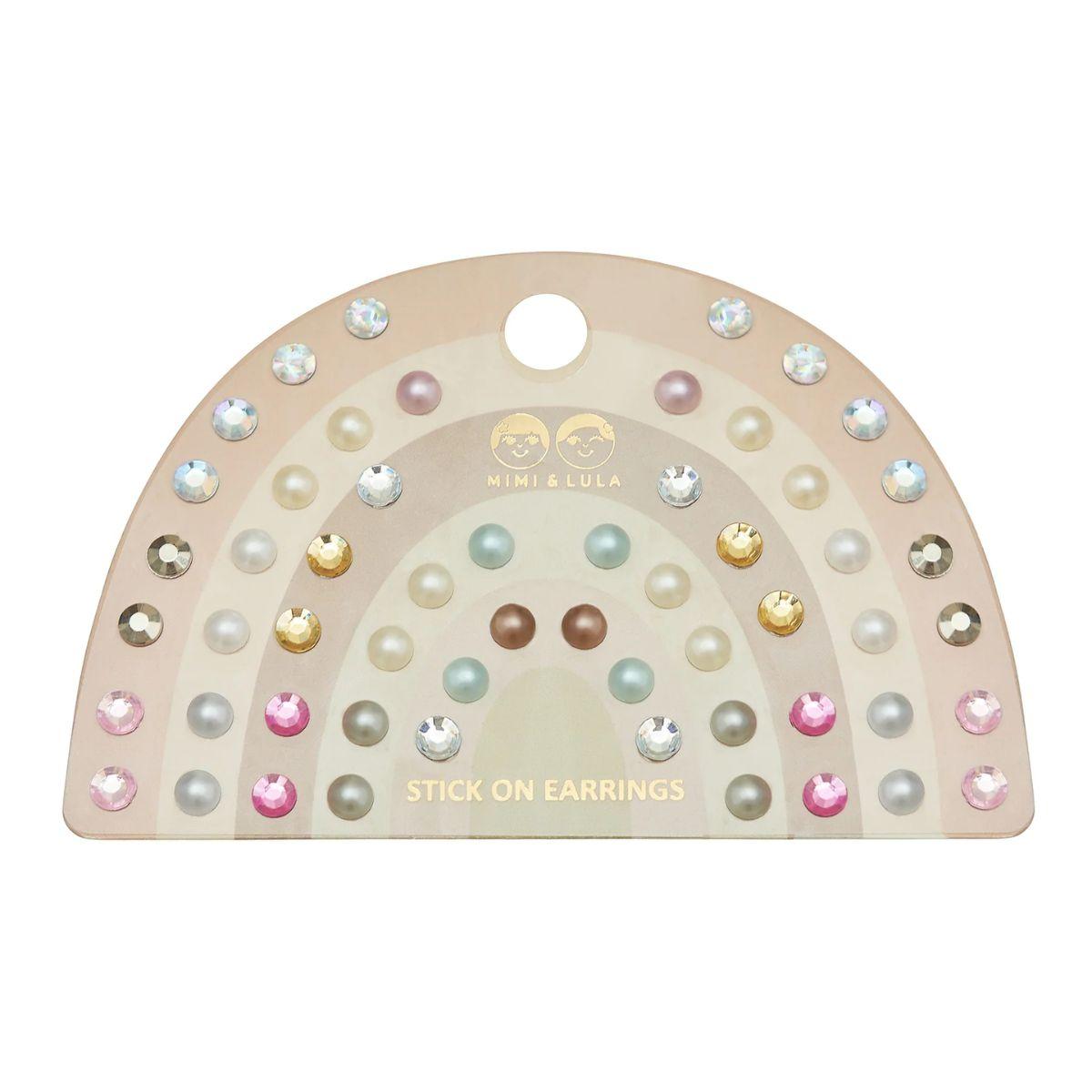 Stick On Earrings - Pink Gem & Pearl