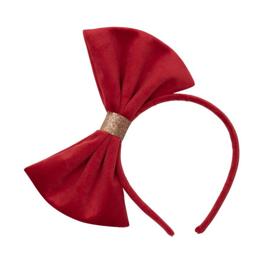 Red bow-shaped headband on a white background