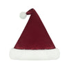 Red Santa hat with white trim on a white background