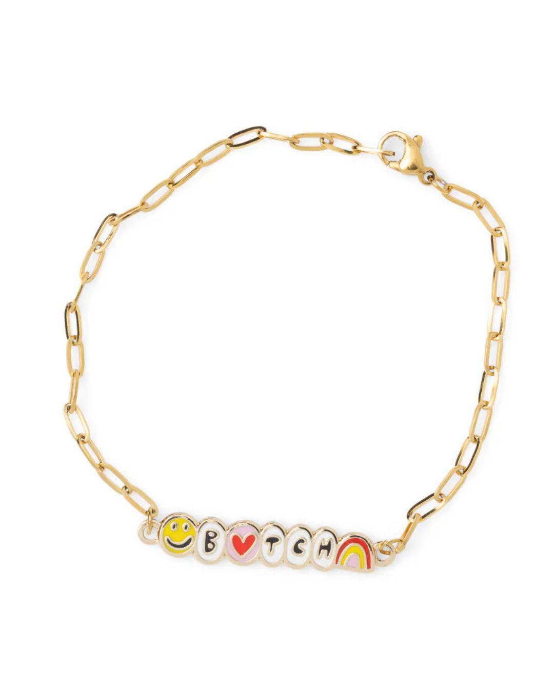 Gold Cloisonné Bracelet - B*tch