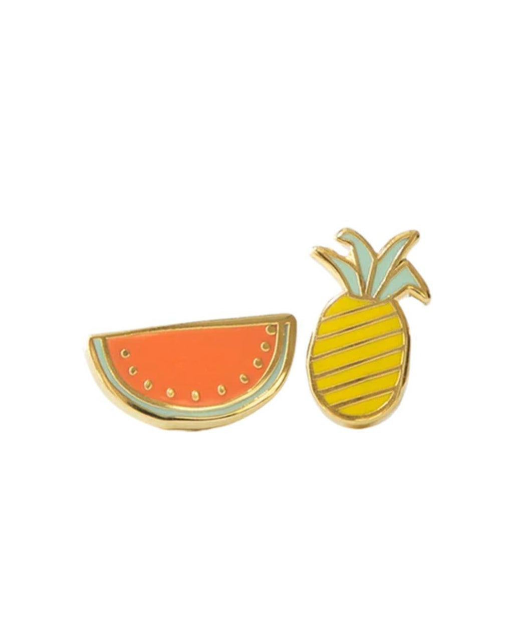 Asymmetrical Cloisonné Stud Earrings - Fruits