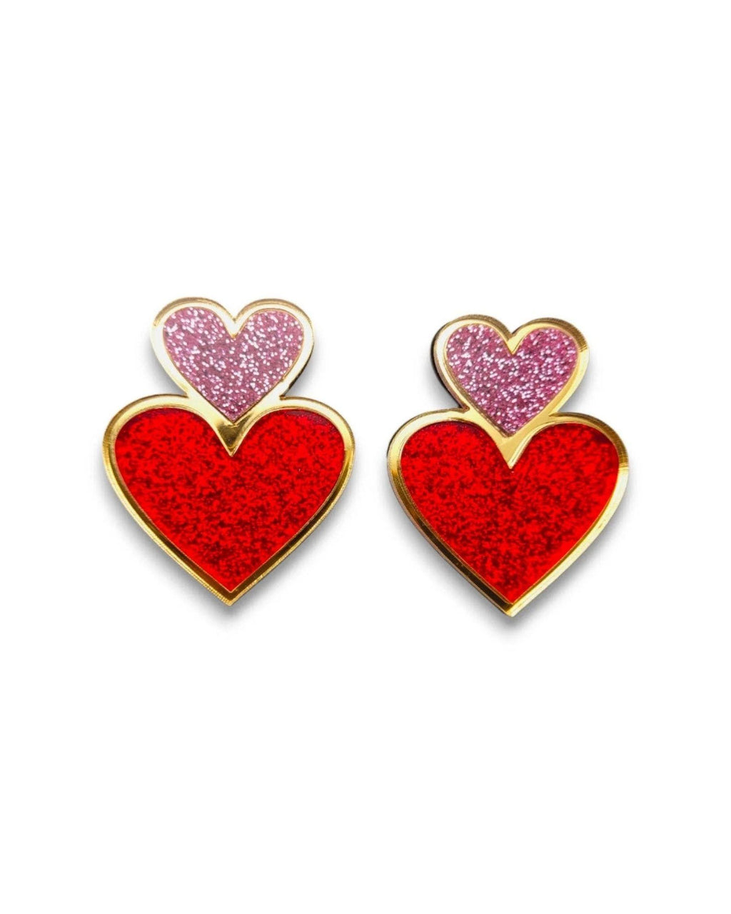 Acrylic Statement Stud Earrings - Deep Heart