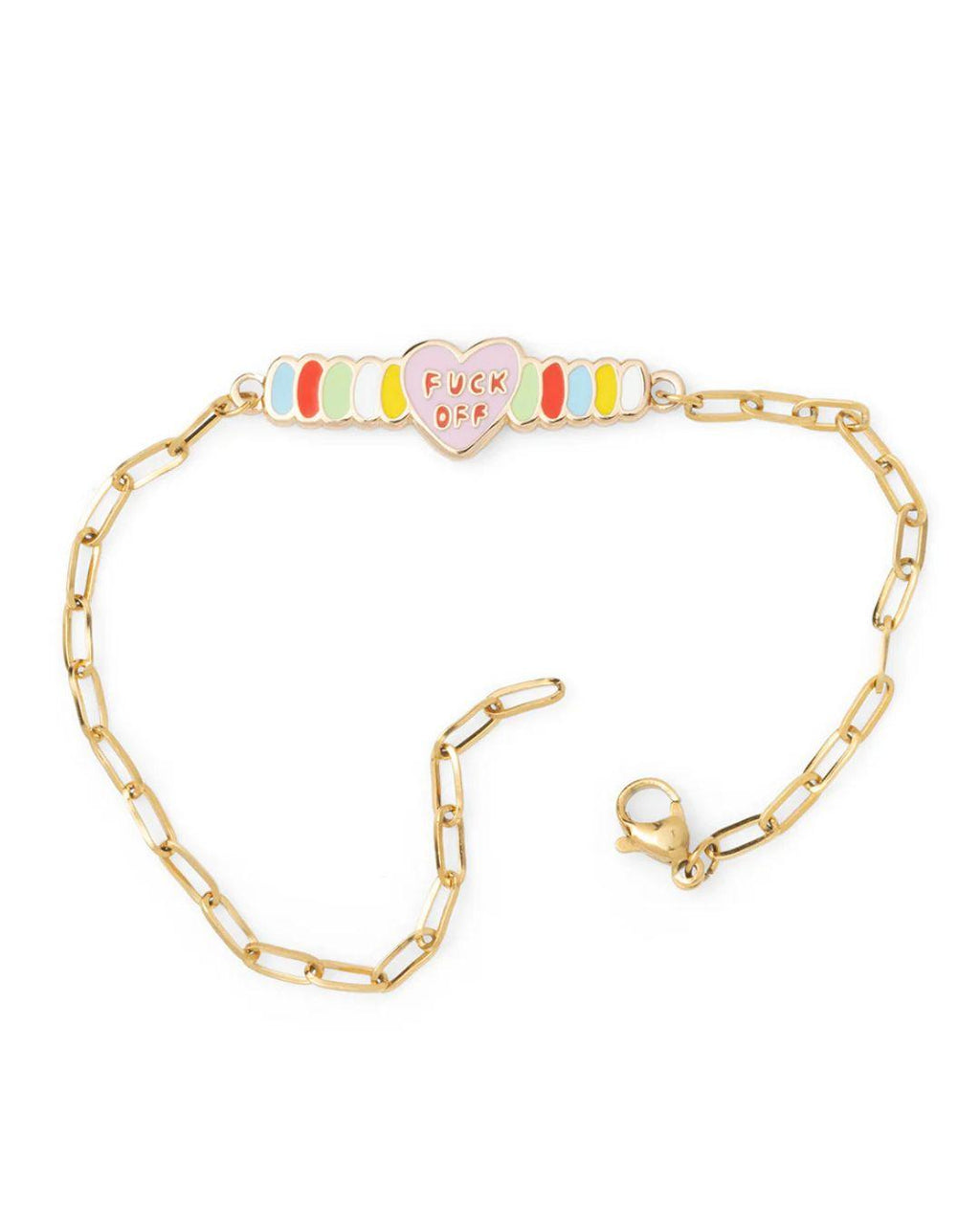 Gold Cloisonné Bracelet - F*ck Off Candy Heart