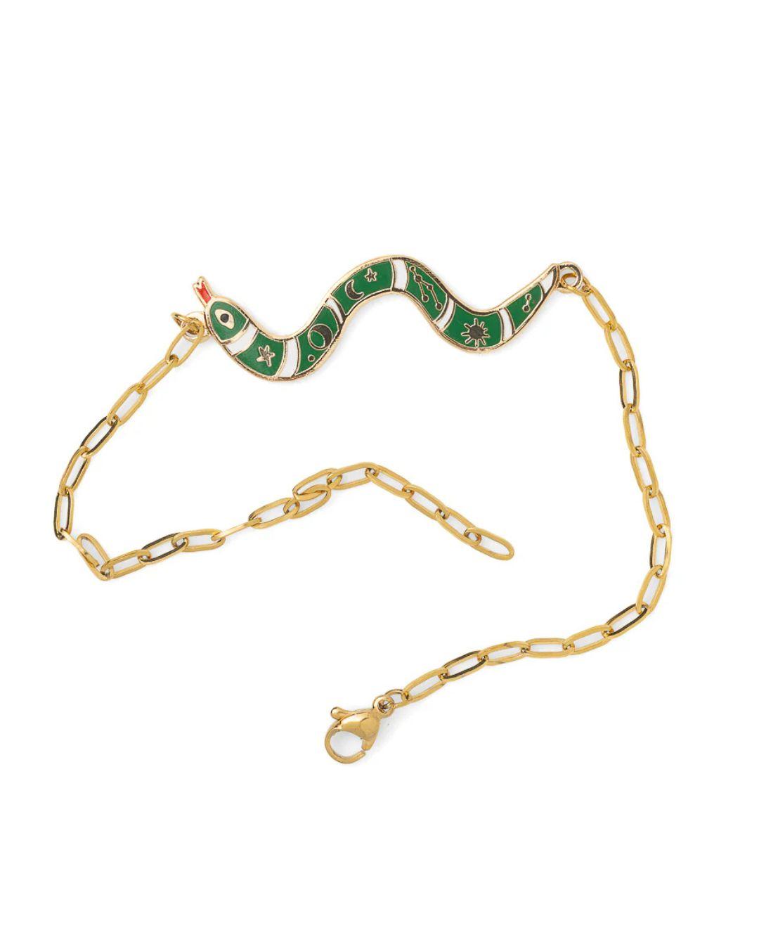 Gold Cloisonné Bracelet - Snake