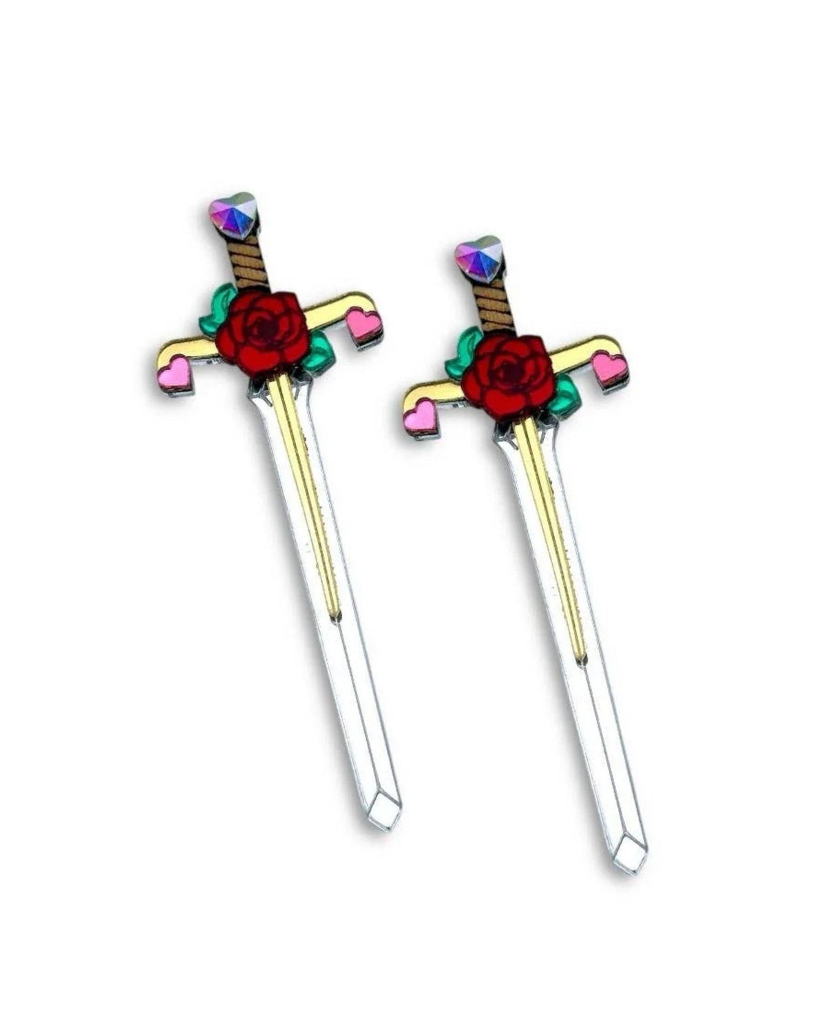 Acrylic Statement Stud Earrings - Blade of Love