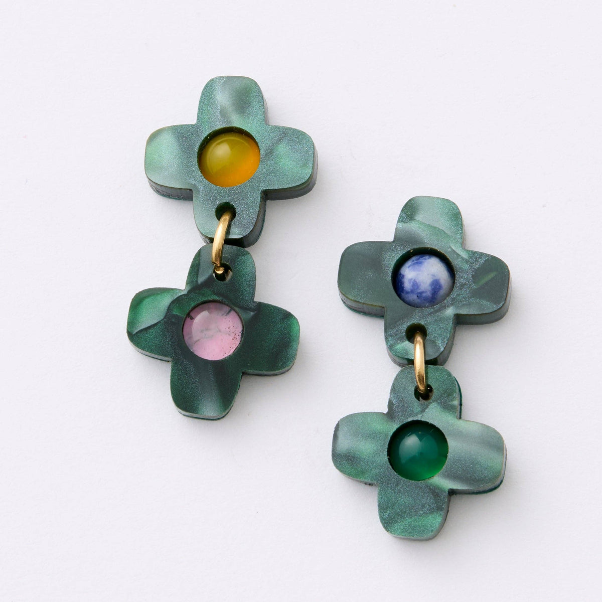 Hecate Flower Earrings - Emerald