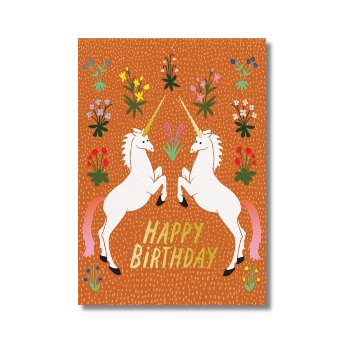 Birthday Card - Gold Foil  Birthday Unicorns