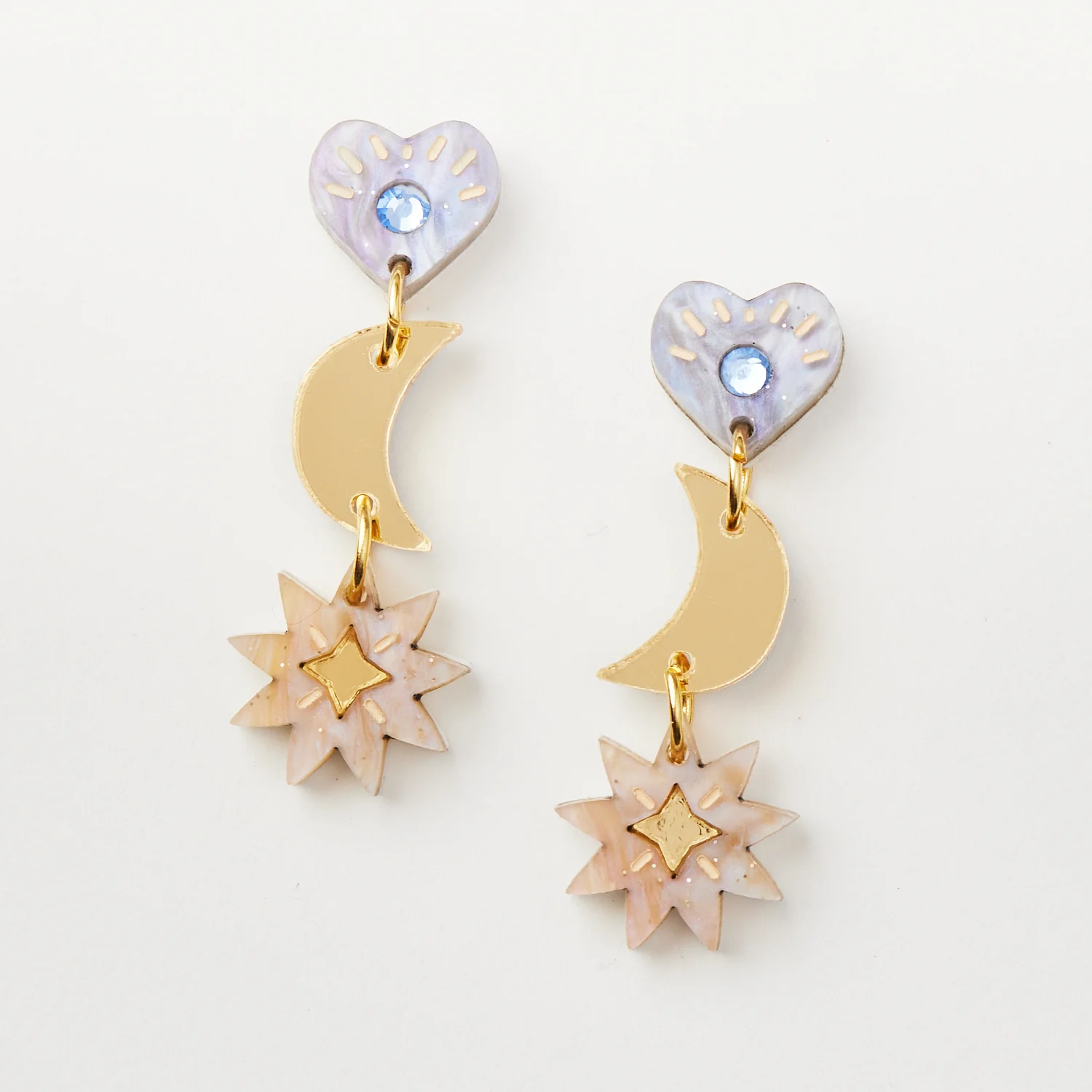 Mia Earrings - Gold & Grey