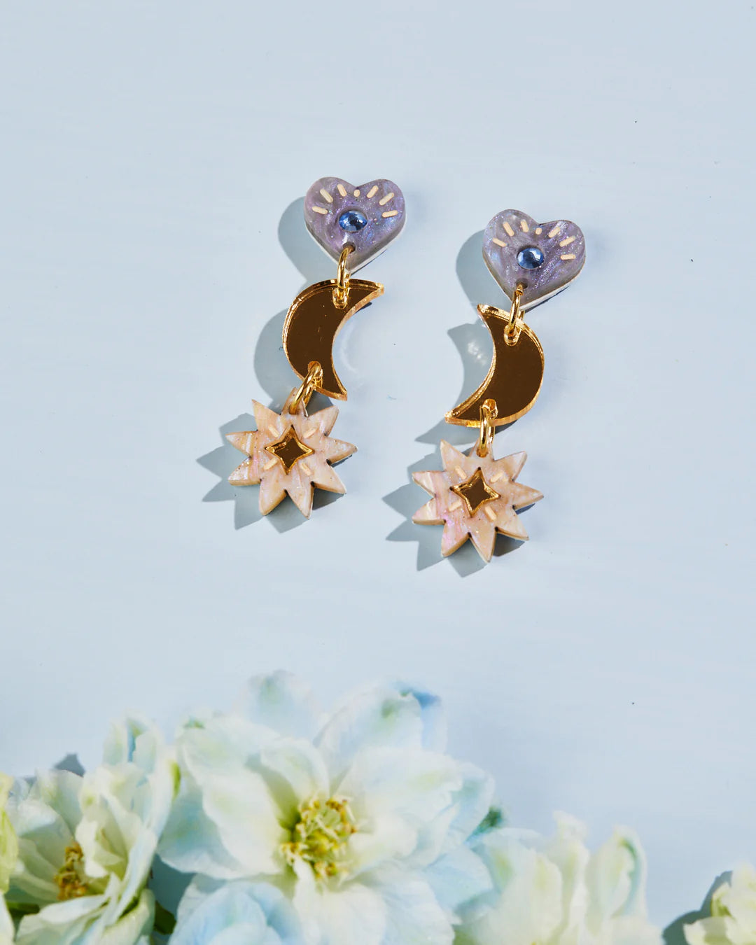 Mia Earrings - Gold & Grey