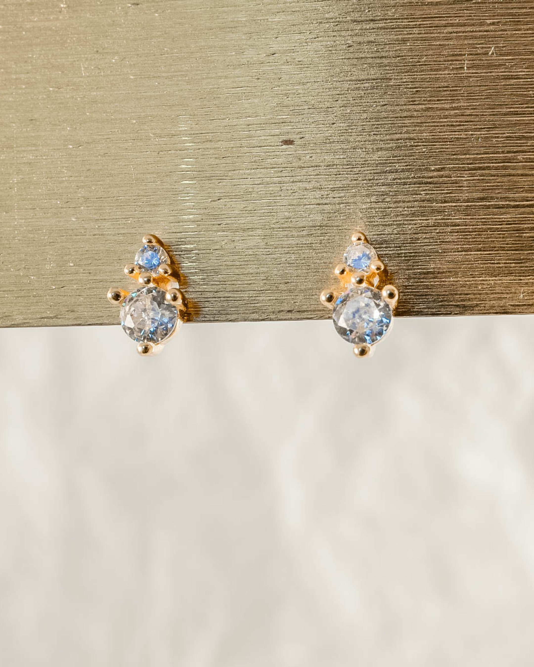 Dainty Delphie Studs - Gold & Clear