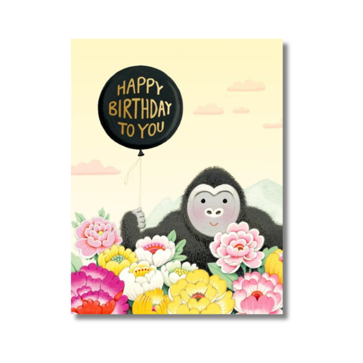 Birthday Card - Gold Foil Shy Gorilla