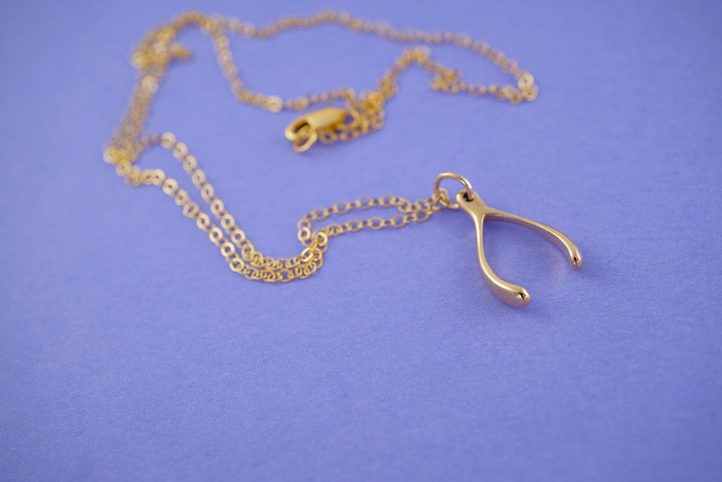 Mini Charming Necklace - Golden Wishbone